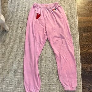 Aviator Nation Pink Track Pants with Elastic Cuffs